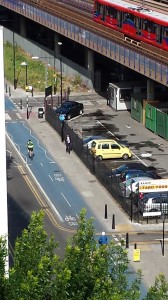 Cyclists in London on the Barclays Superhighway. 