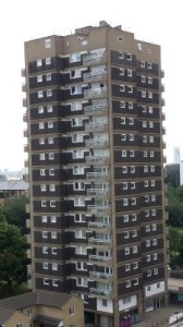 A high-rise council block in London. 